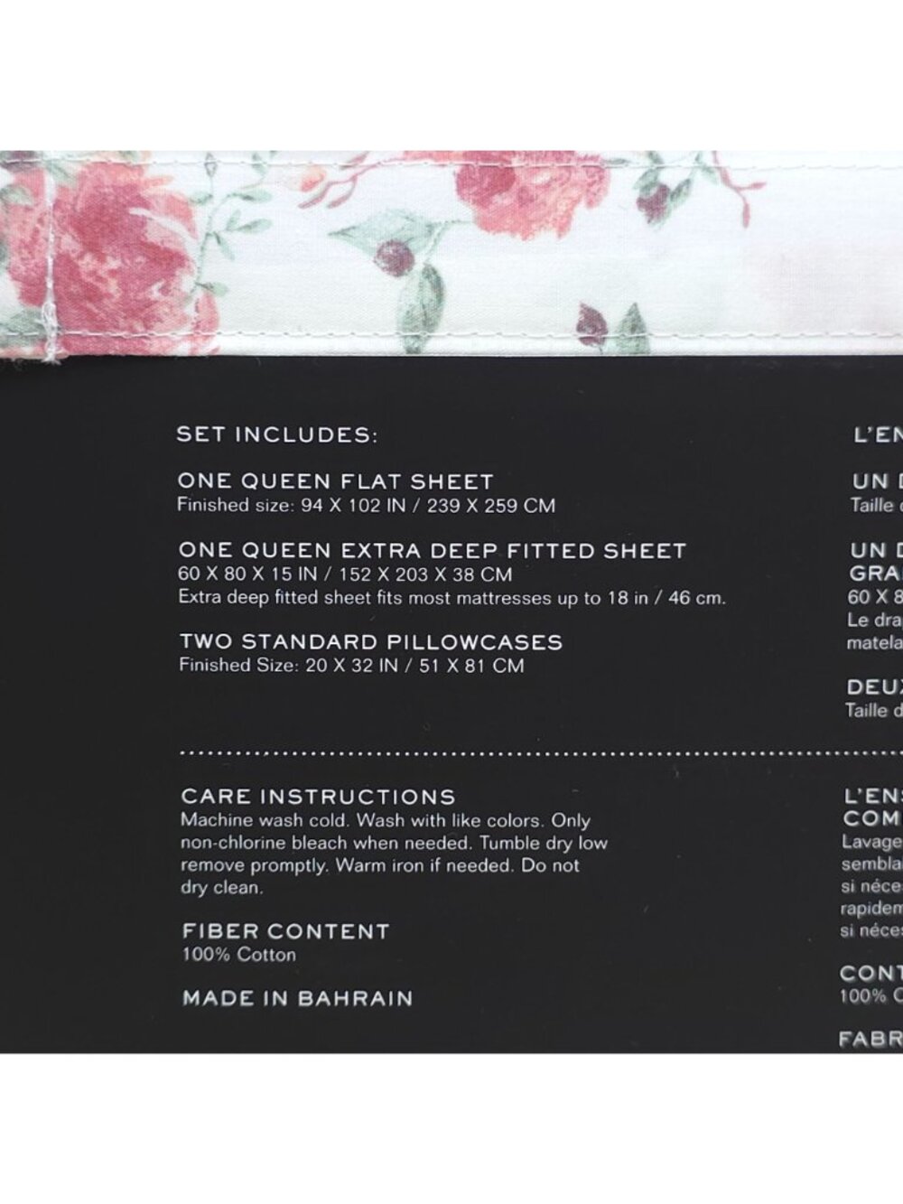 Lauren Ralph Lauren Queen Floral Cotton Sheet Set Crisp Pink Coral Floral - Picture 7 of 8